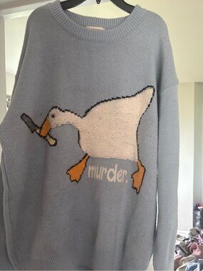 Aelfric Eden Light Blue Crewneck Sweater with Duck Motif